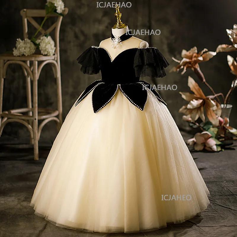 Robe de princesse pour filles, tenue de spectacle de piano pour petite fille, vêtements pour enfants