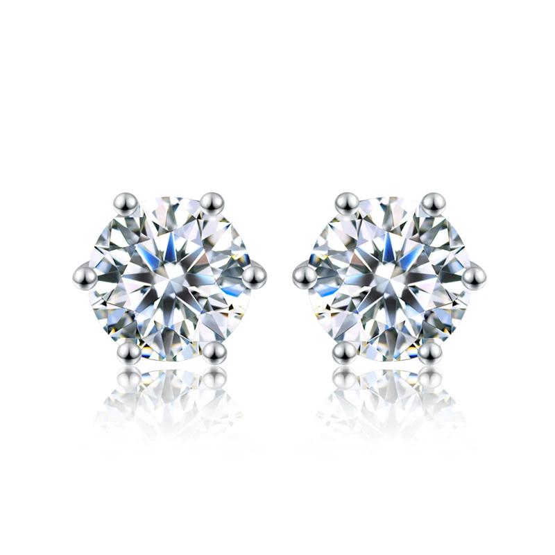 DW 0.1ct-2ct D couleur certifié Moissanite boucles d'oreilles laboratoire créé diamant 925 en argent