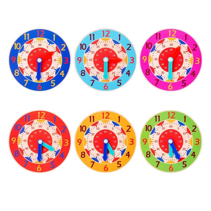 Horloge en bois Montessori pour enfants, jouets d'apprentissage du temps, outils pédagogiques, jouet