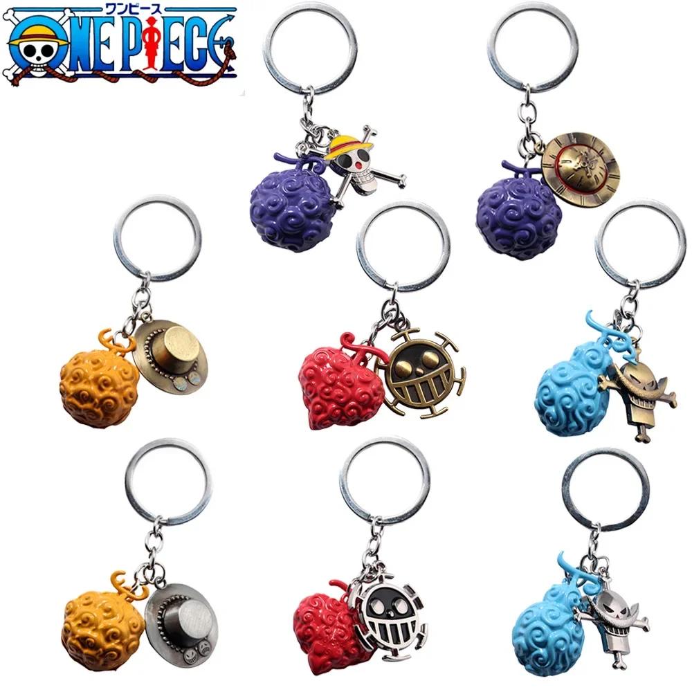 Porte-clés en métal une pièce, Anime Luffy Ace Law Devil Fruit, pendentif créatif, porte-clé de voit