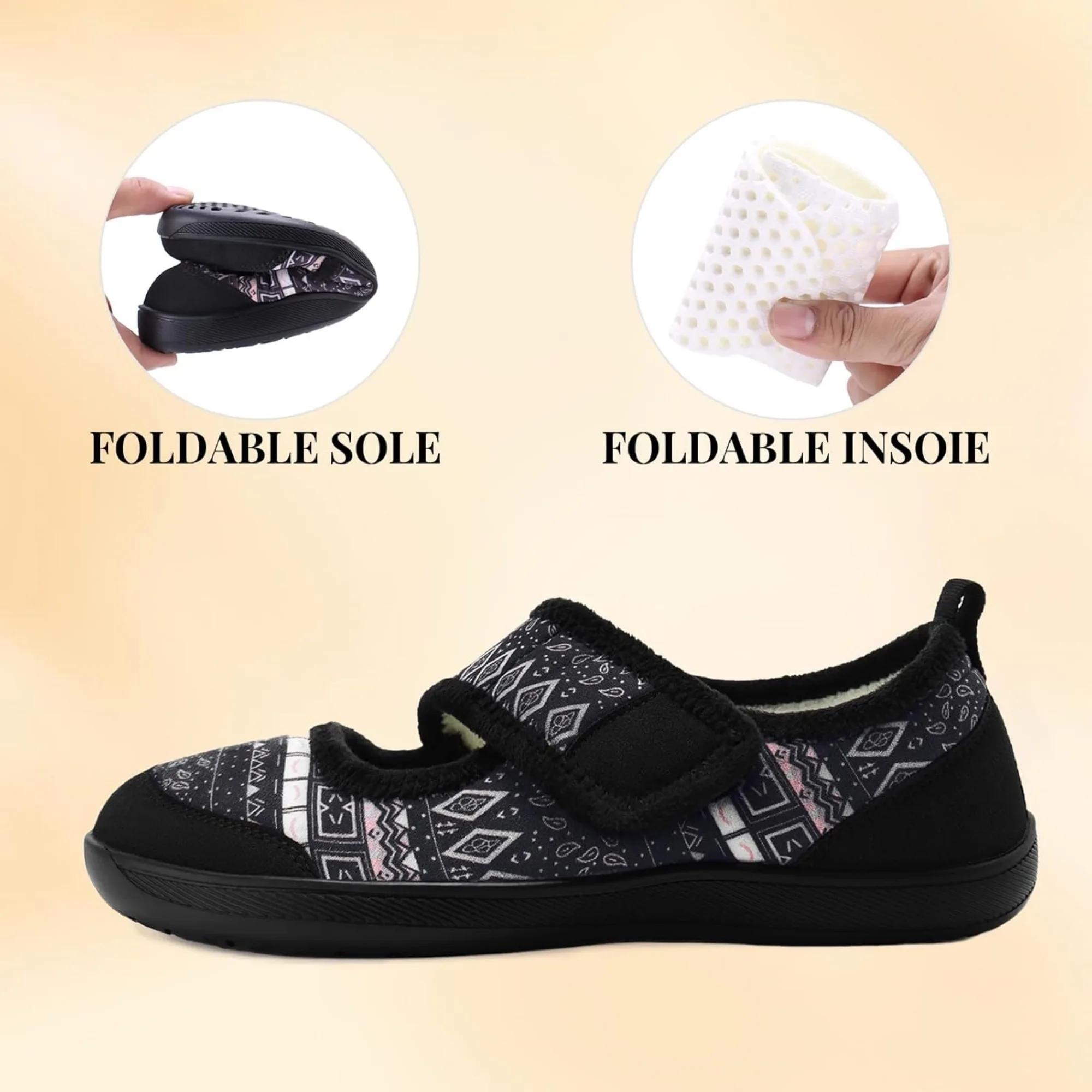 Pantoufles larges pour femmes, chaussures pour diabétiques, œdème, chaussures de marche pieds nus, p