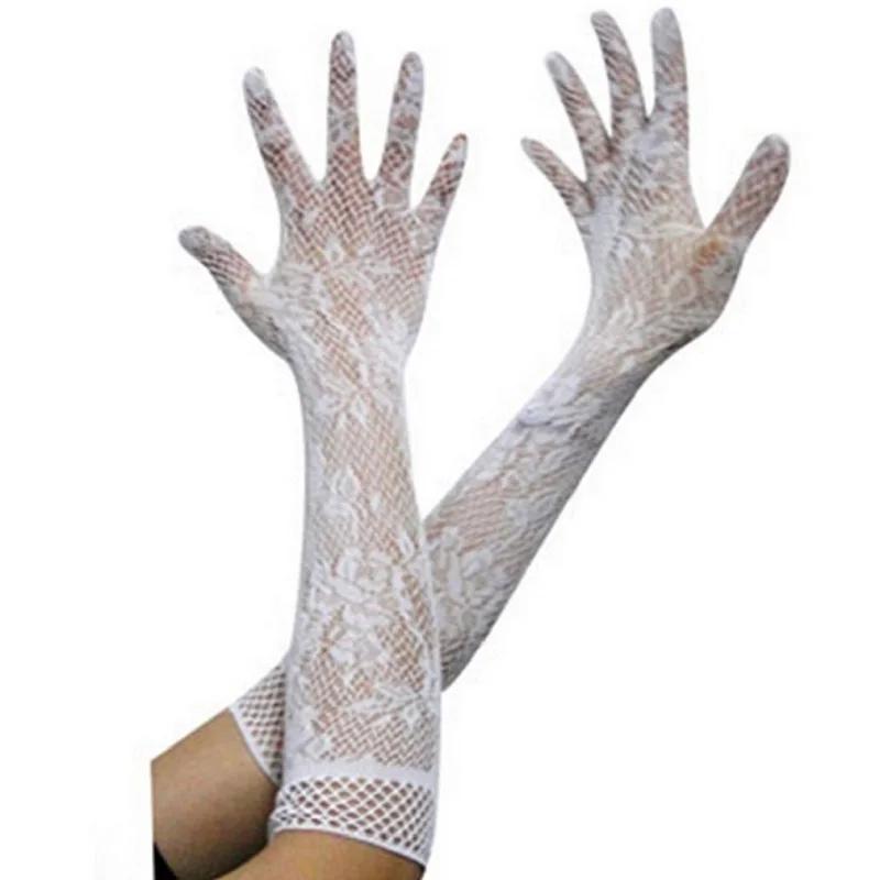 Gants en dentelle à manches longues pour femmes, maille transparente, élastique floral, gants de mar