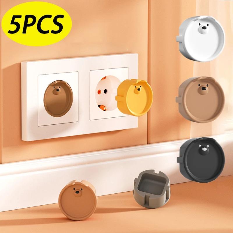 5 pièces bébé Protection de sécurité prise housse de Protection mignon dessin animé enfants Silicone