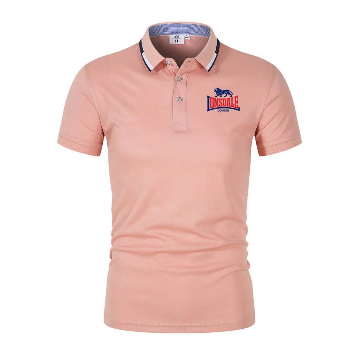 LONSDALE Polo élégant à imprimé lettres, chemise décontractée à col et manches courtes pour homme, h