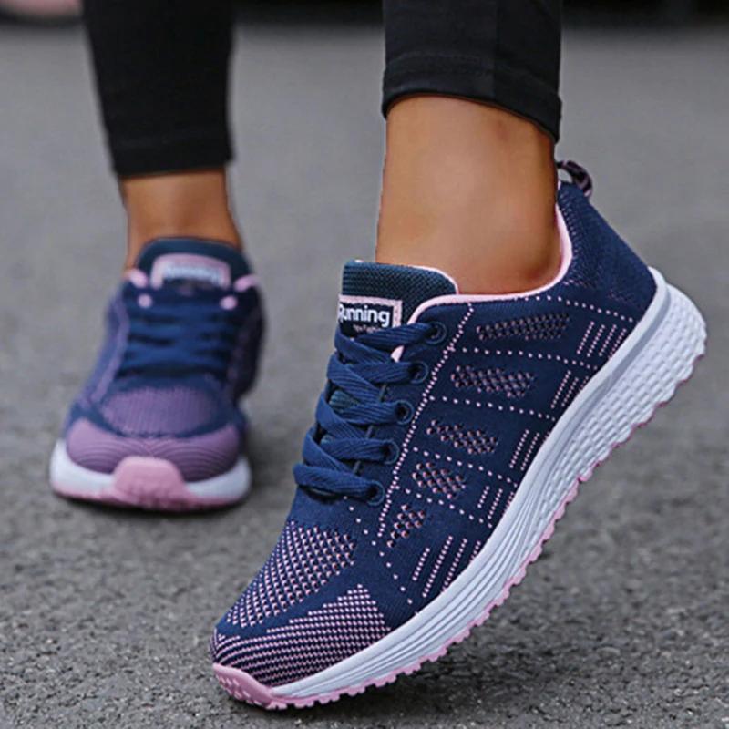 Baskets femme respirant 2025 nouvelle mode plat en plein air femme vulcaniser chaussures maille tiss