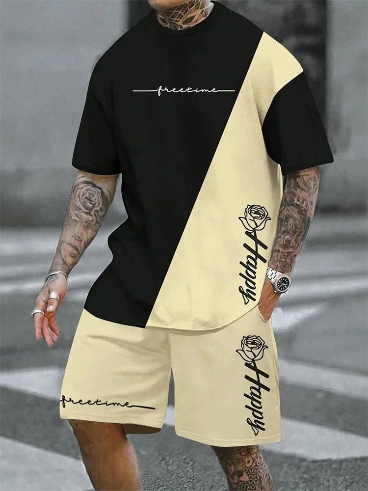 T-shirt à manches courtes et col rond pour homme, short à cordon de serrage, respirant, à séchage ra