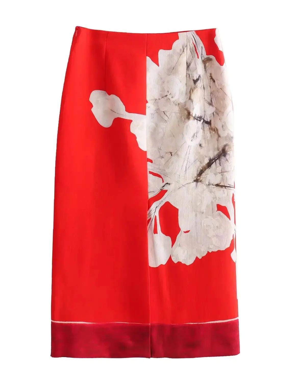 XNWMNZ – jupe crayon en lin mélangé pour femmes, taille haute, fermeture éclair, imprimé floral cont