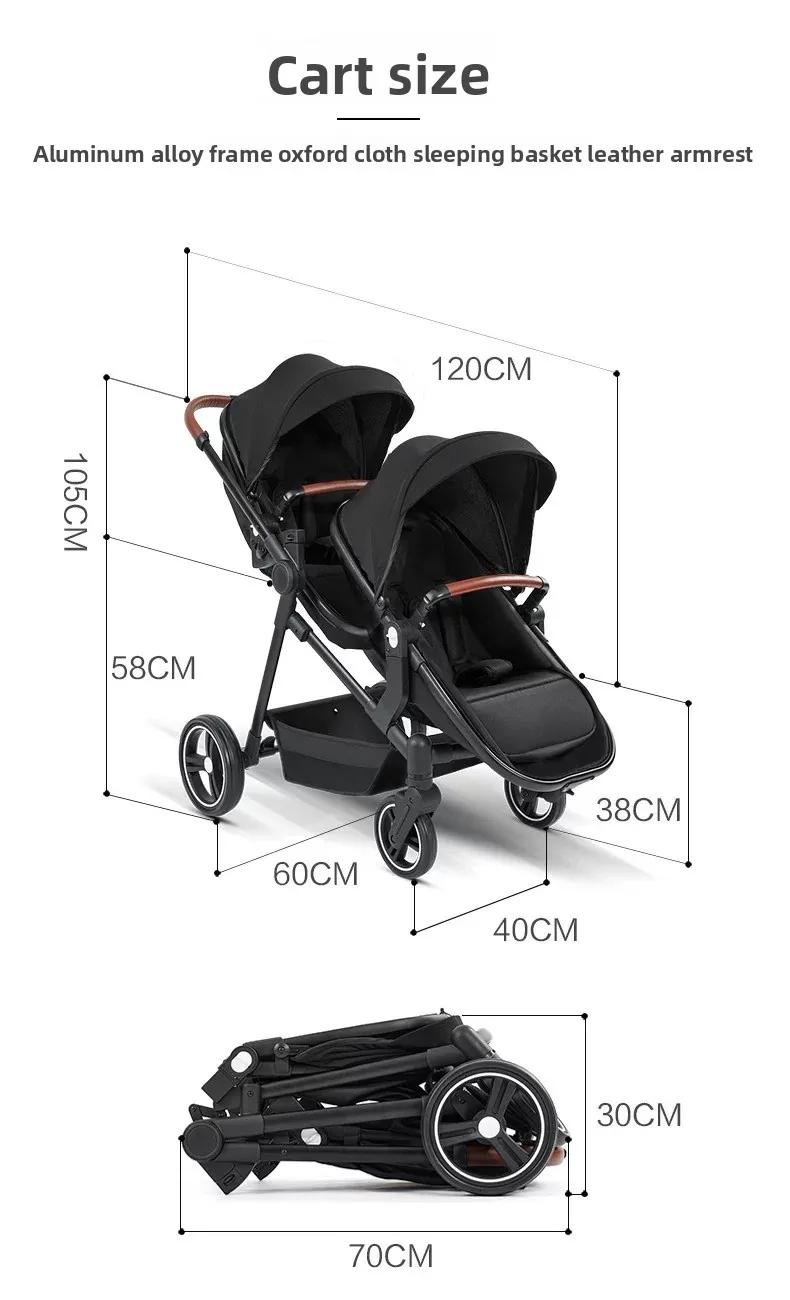NOUVEAU Poussettes jumelées ultra-légères, poussettes multifonctions avec sièges auto, 3-en-1 pliabl
