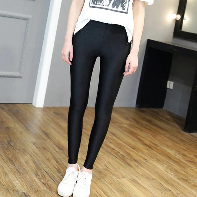 Femmes brillant noir Legging automne dames Push Up mince Leggings taille haute extensible doux grand
