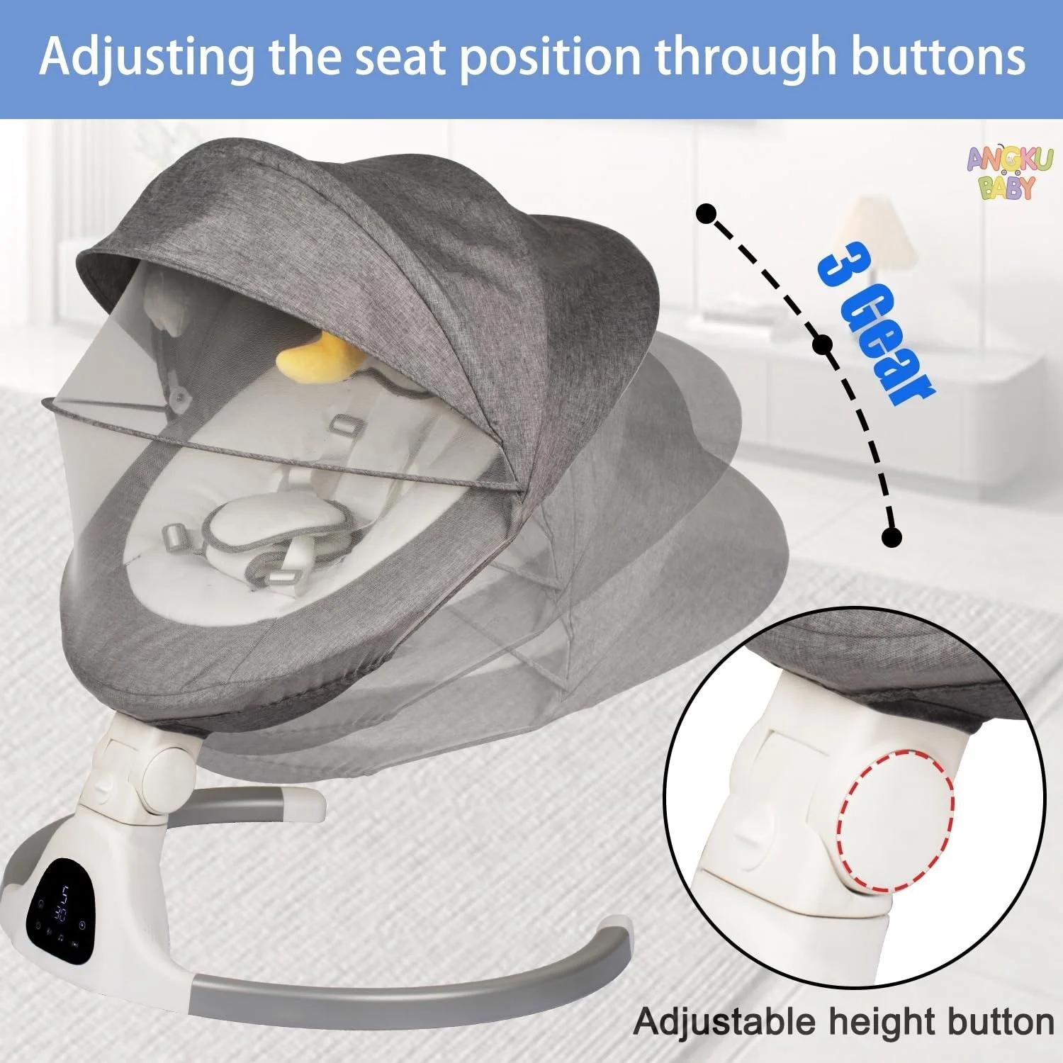 Balançoire électrique pour bébé avec jouets, chaise à bascule à distance Bluetooth pour nouveau-né d