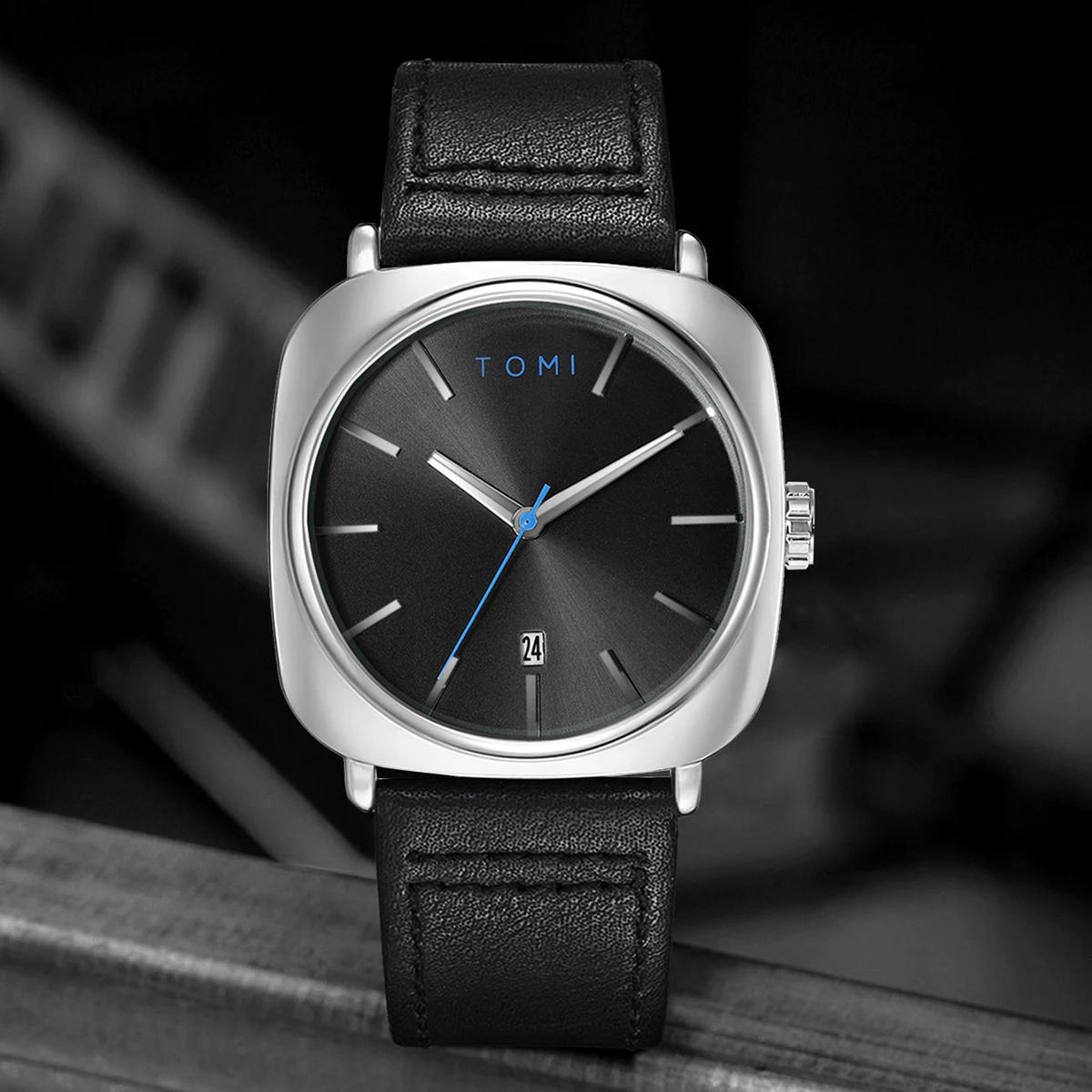 TOMI montre de conception d'affaires de mode pour hommes montre à petit disque carré de haute qualit