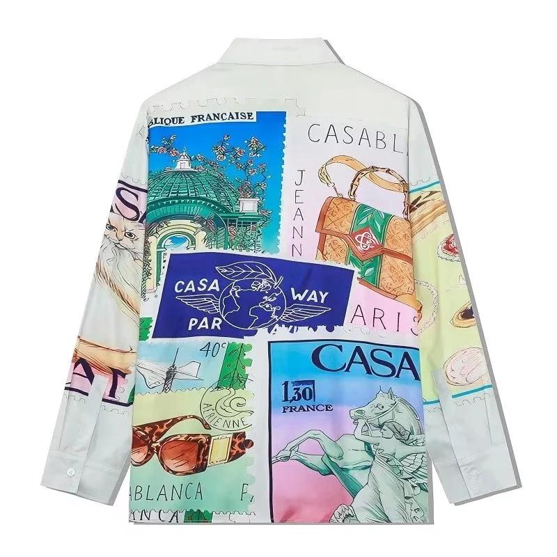 ​ ​ Chemise de rue raffinée pour hommes, imprimé Vintage, manches longues, léger, luxe, Cardigan urb