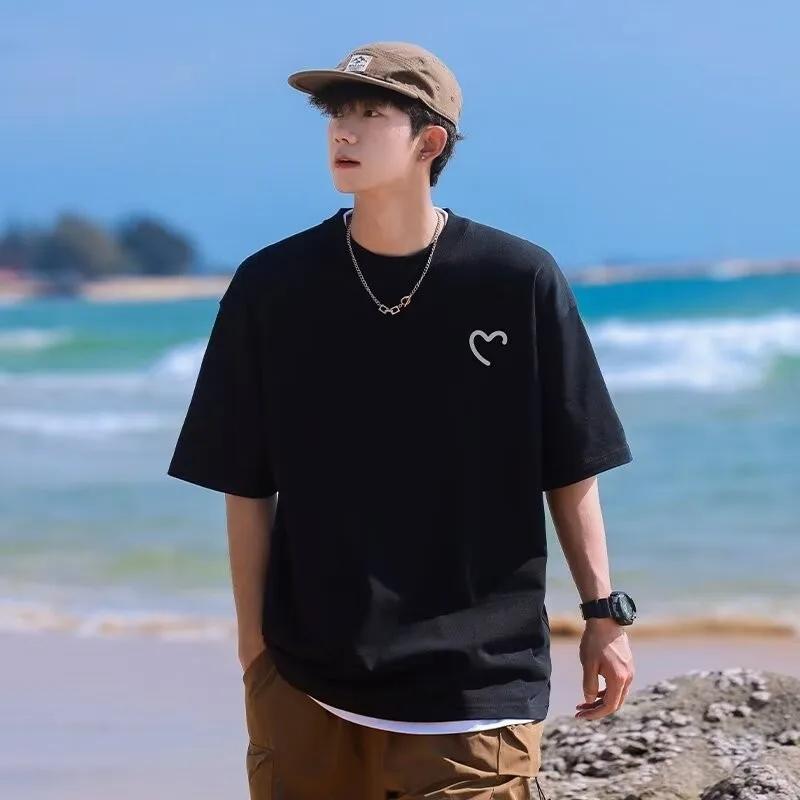 T-shirt surdimensionné pour hommes et femmes, T-shirt imprimé Simple Love, adapté aux hommes et aux 