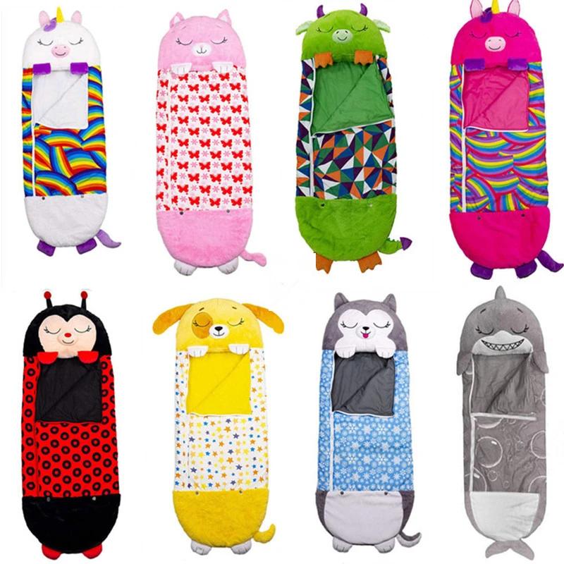 Sac de nuit peluche enfant avec oreiller inclus - Sac couchage bébé animaux doux cadeau anniversaire