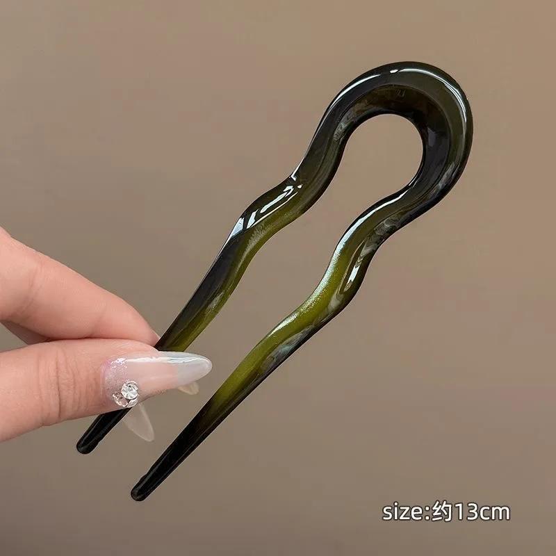 Fourchette à cheveux en forme de U, épingle à cheveux en acétate de écaille de tortue, Design géomét