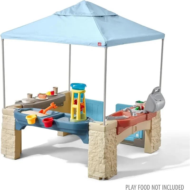 HOME.Patio de récréation tout autour avec ensemble de jeu auvent – Maison de jeu extérieure ombrée p