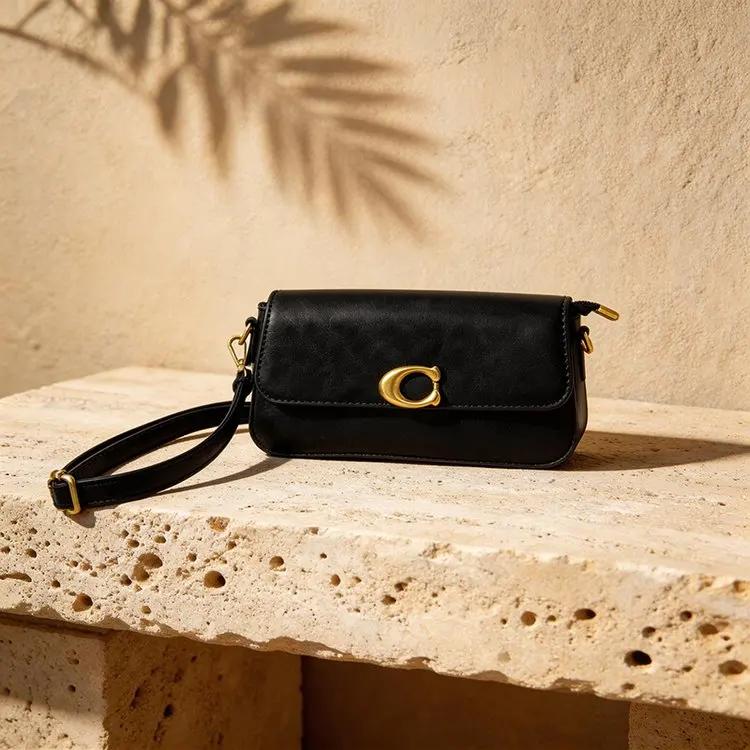 Sac à main de luxe pour femme avec rabat, nouvelle collection 2026, boucle métallique, détails en da