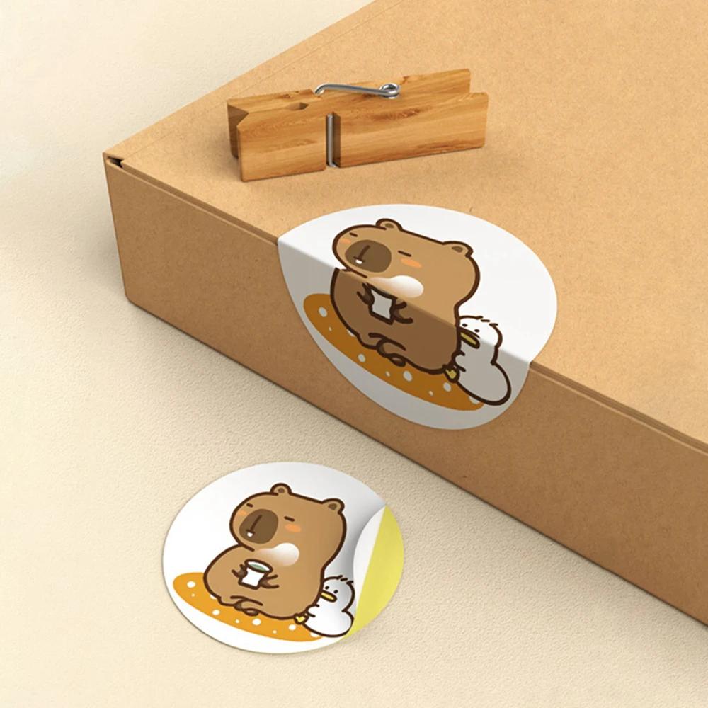 500 autocollants/rouleau Capybara mignons, imperméables, esthétiques, décoratifs pour bagages, ordin