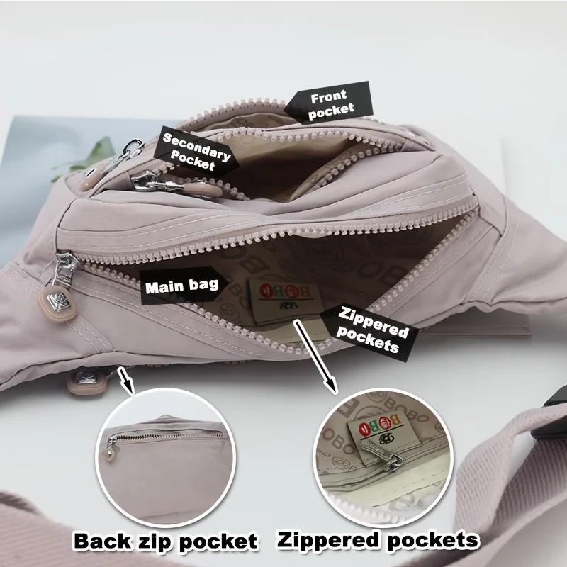 Sac à bandoulière pour femme, sac de poitrine en nylon de haute qualité, bandoulière réglable, plusi