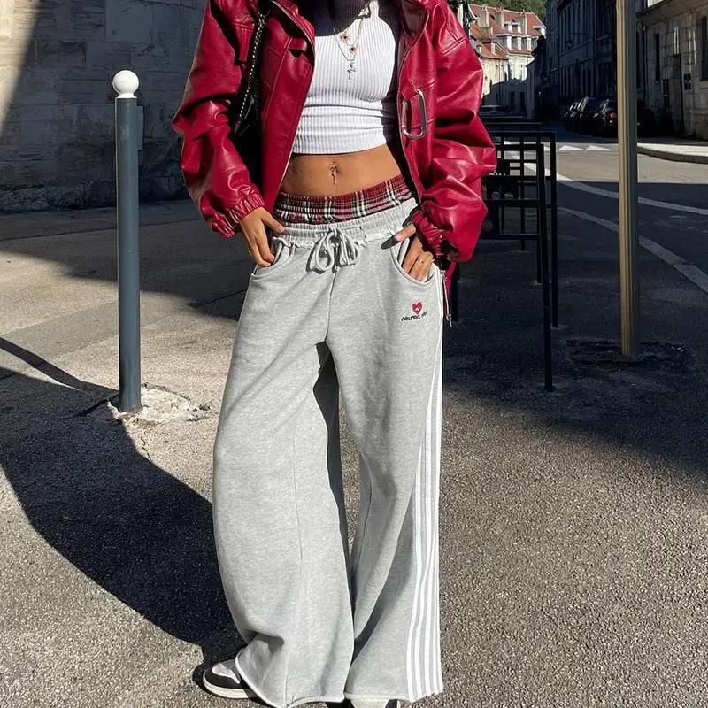 Ensemble deux pièces ample de Style collège rétro américain, faux pantalon de salle de bain à Double