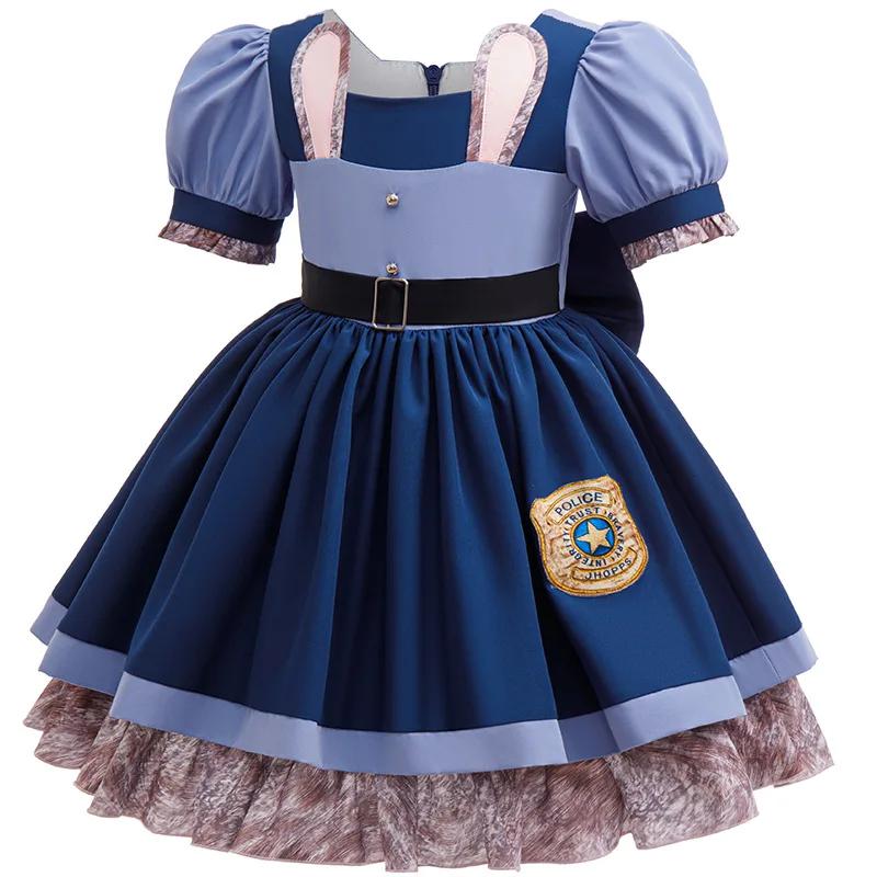 Costume de cosplay Disney Judy Hopps pour fille, robe de policière, costume de lapin Zootopia, dégui