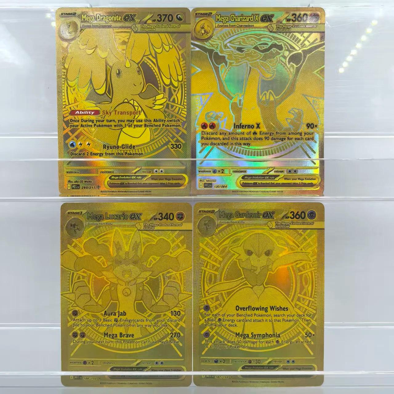 Cartes de Collection anglaises Pokemon 2025, MEGA2 Dragonite MEGA Charizard Lucario Gardevoir EX, je