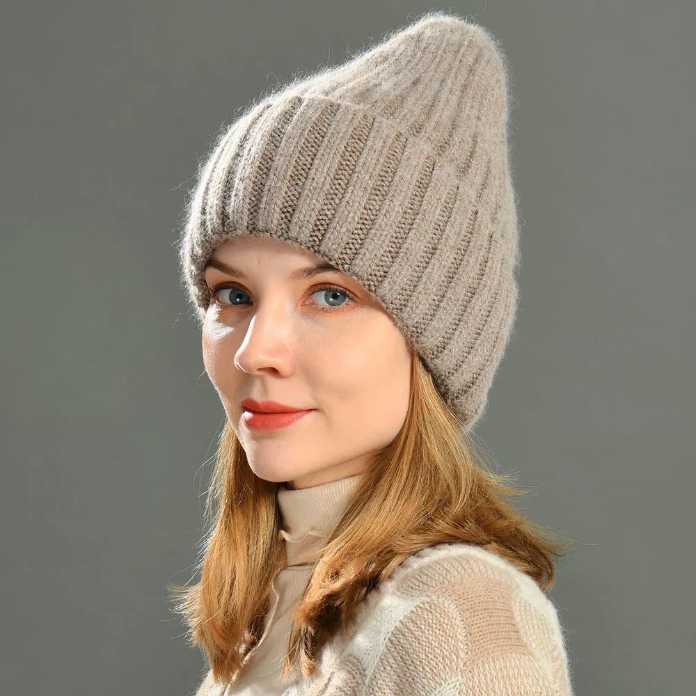 InjSatin Lined Beanie Hats, Unisex Optics, Chunky Cap, Striped, Warm, Soft, Cachemire Hat, High Qual