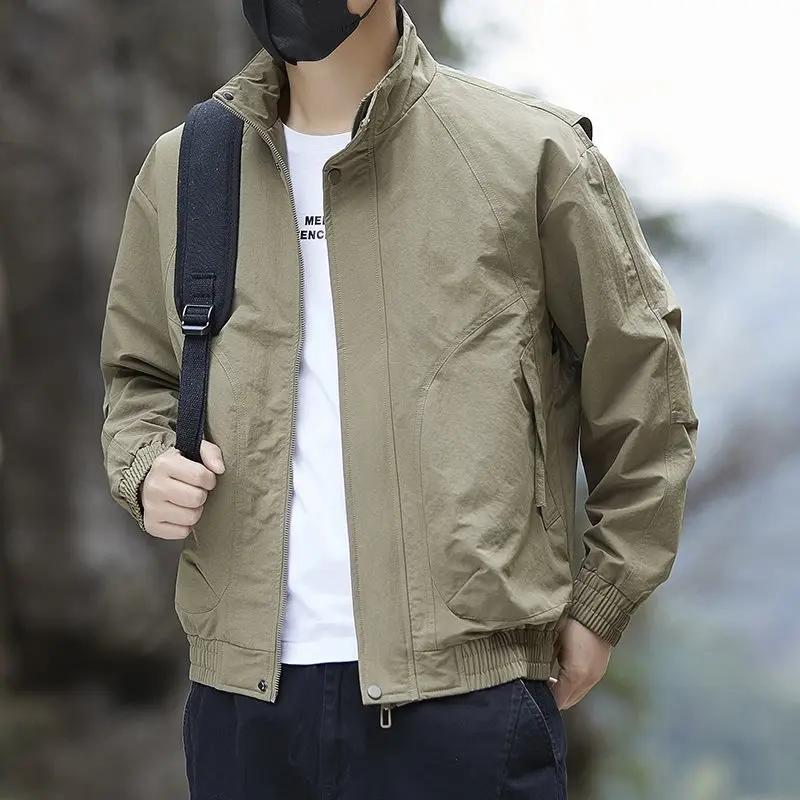 Veste de travail printemps 2026 pour homme, col montant, manteau d'extérieur, veste cargo haut de ga