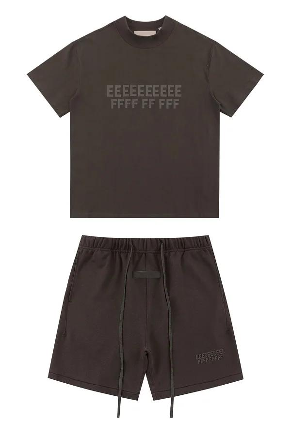 Ensemble classique de t-shirts et shorts d'été de haute qualité avec imprimé lettres double ligne, 1