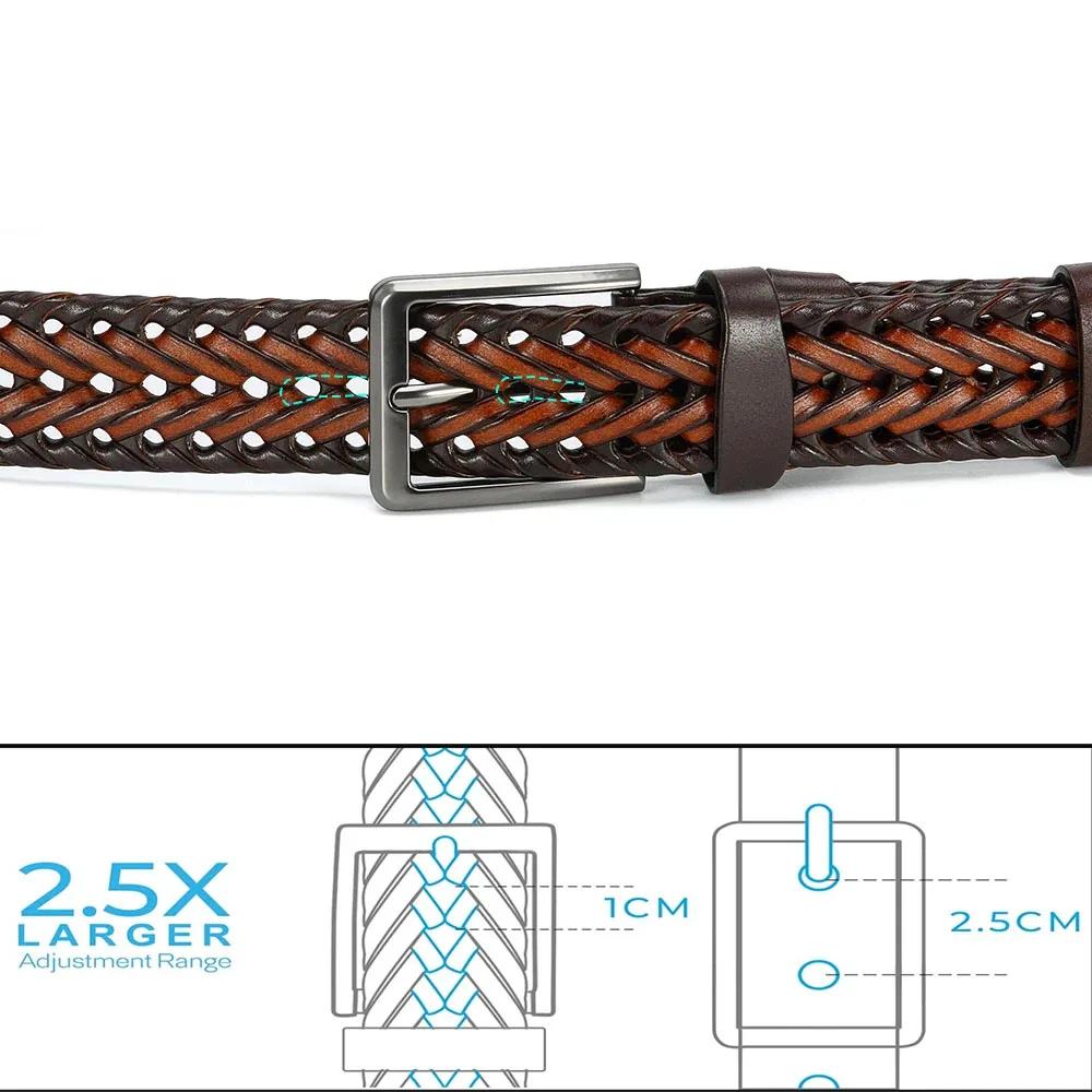 CHAOREN Ceintures tressées en cuir pour hommes Ceinture en cuir tissé décontractée pour pantalons ha