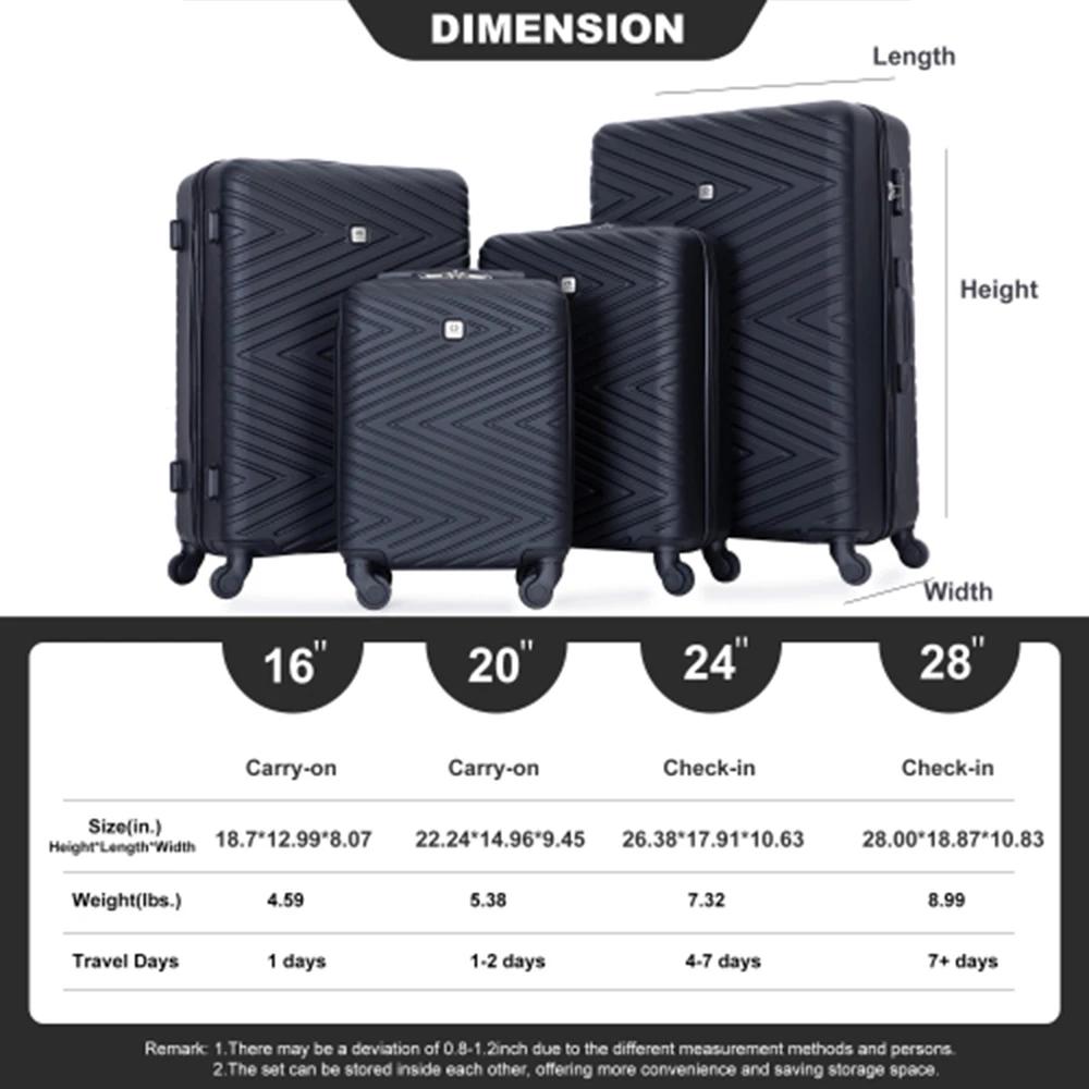 Travelhouse-Ensemble de bagages en ABS avec roues tournantes, valise à main, serrure TSA, 24 po, 28 