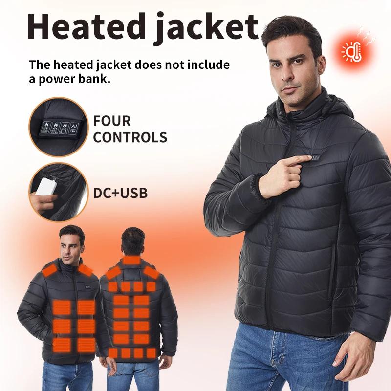 Veste chauffante pour hommes à quatre zones 27 zones Manteau chauffant à capuche chaud pour l'extéri