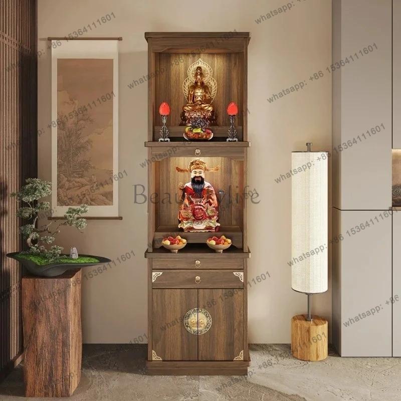 Yj7 – niche bouddhiste en bois massif, armoire verticale chinoise, table de offrant à trois couches,