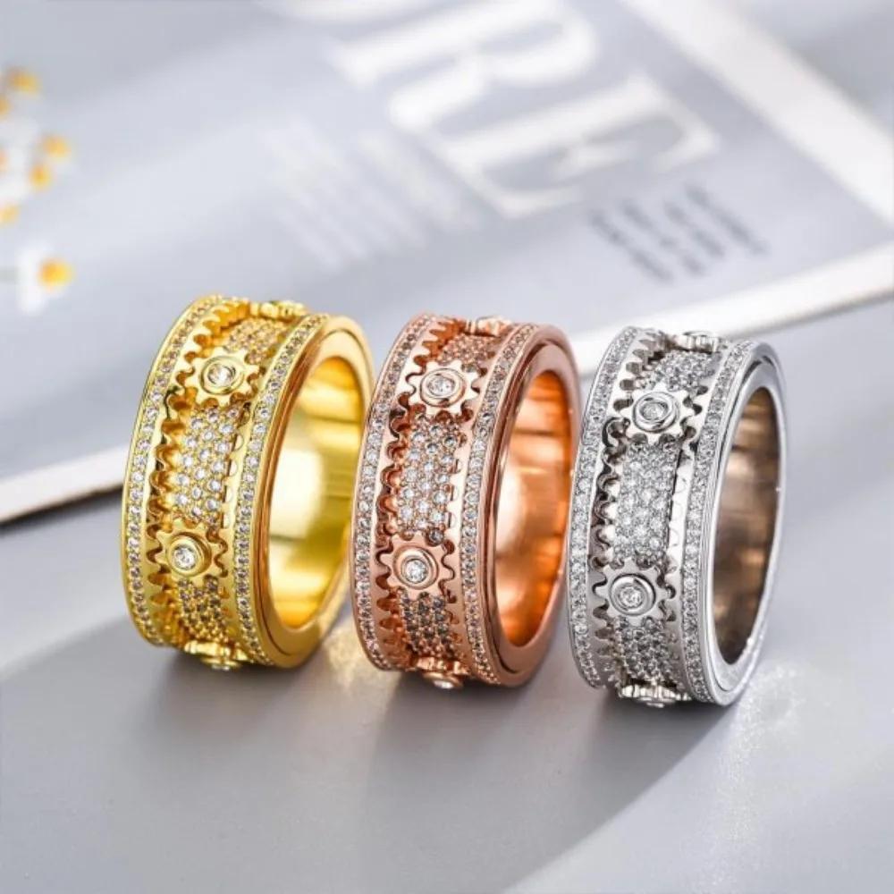 Bague ciel étoilé rotatif en diamant complet, bague de Couple pour hommes et femmes, accessoire de b