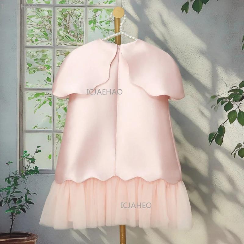 Robes d'anniversaire élégantes pour enfants 2026 avec fleurs 3D, Robe de cérémonie sans manches, Vêt