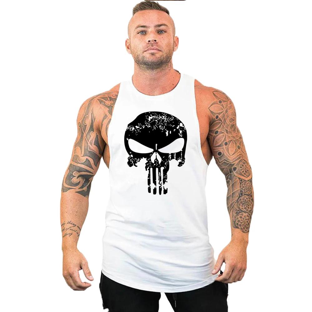 Nouvelle offre spéciale hommes crâne imprimé débardeur respirant Cool gilet chemise de course t-shir