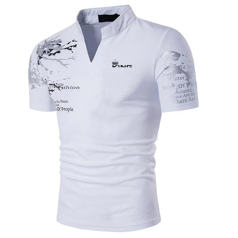 Polo de Golf pour hommes, imprimé graphique, col en V, extérieur, rue, manches courtes, vêtements im