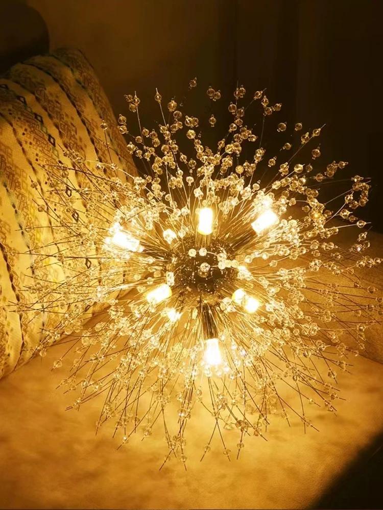 Lustre pissenlit doré moderne et luxueux, salon, salle à manger, chambre à coucher, étoile, boule de