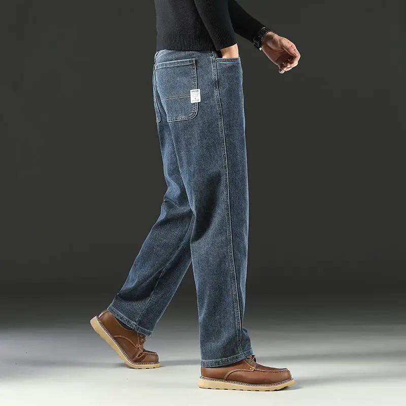 Jean Baggy pour hommes, pantalon en Denim, décontracté, droit, extensible, polyvalent, jambes larges