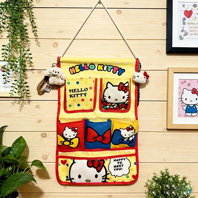 Sac de rangement mural multifonctionnel Kawaii HelloKitty, sac de rangement suspendu pour la maison,