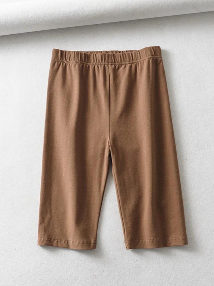 Short de motard en coton pour femmes, sexy, taille haute, élastique, couleur pure, slim, longueur au