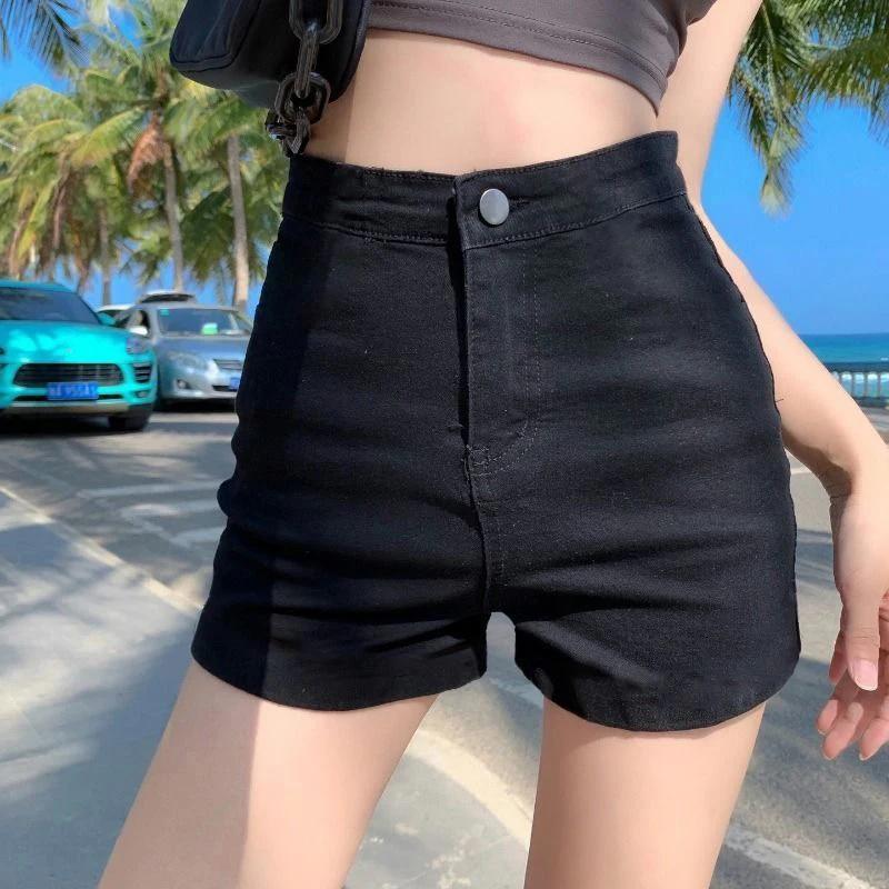 Collants décontractés noirs pour femmes, pantalons Ultra-courts, taille haute, amincissants, Sexy, P