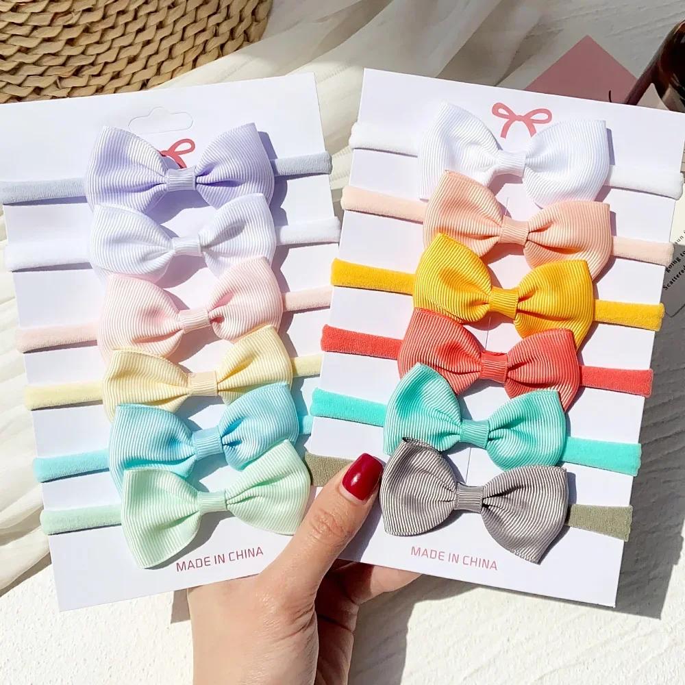 4/5/6 pièces/ensemble couleur unie enfants chapeaux élastiques bandes de cheveux pour bébé mignon ru