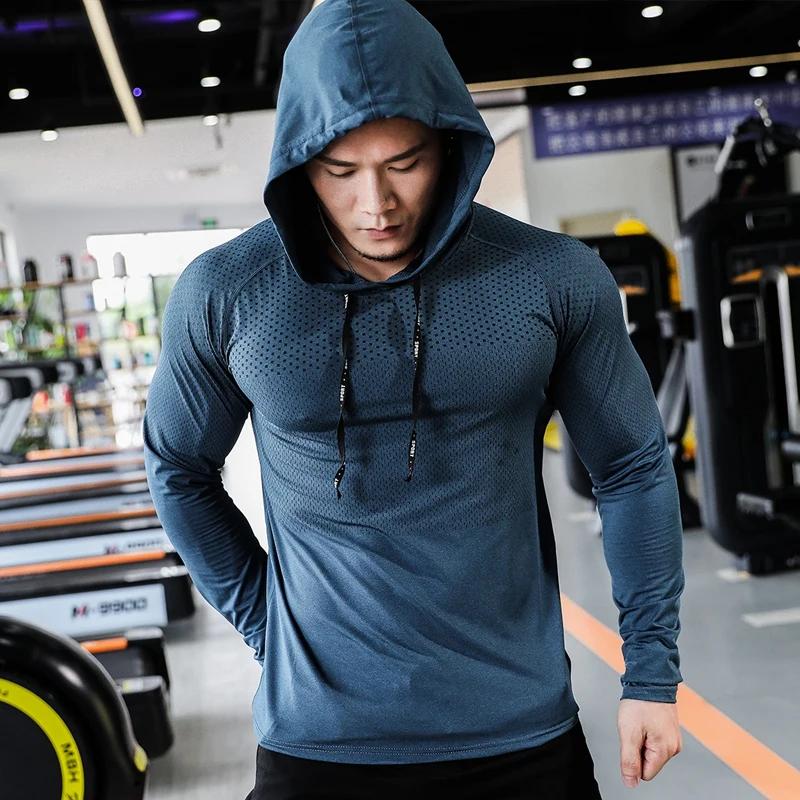 Survêtement de Fitness pour hommes, sweat à capuche de Sport, de course, de jogging, d'entraînement 