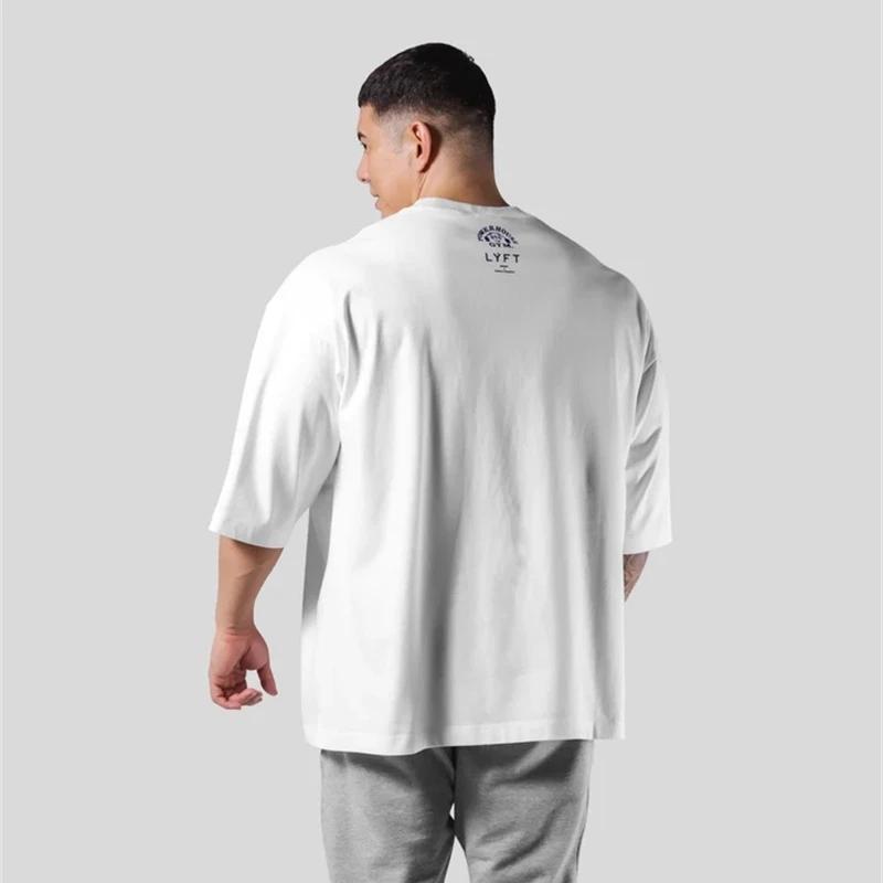 LYFT Jointly hommes course sport coton T-shirt salle de sport Fitness musculation ample imprimé chem