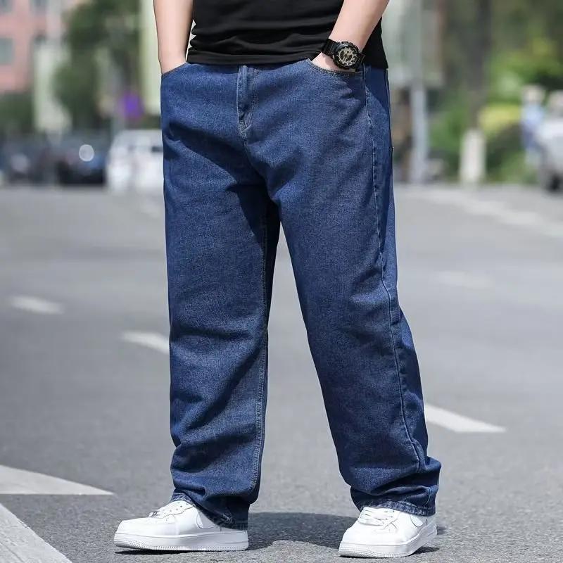 Jean surdimensionné pour homme, pantalon en Denim, grande taille, Baggy Y2k, Cargo noir, jambes larg