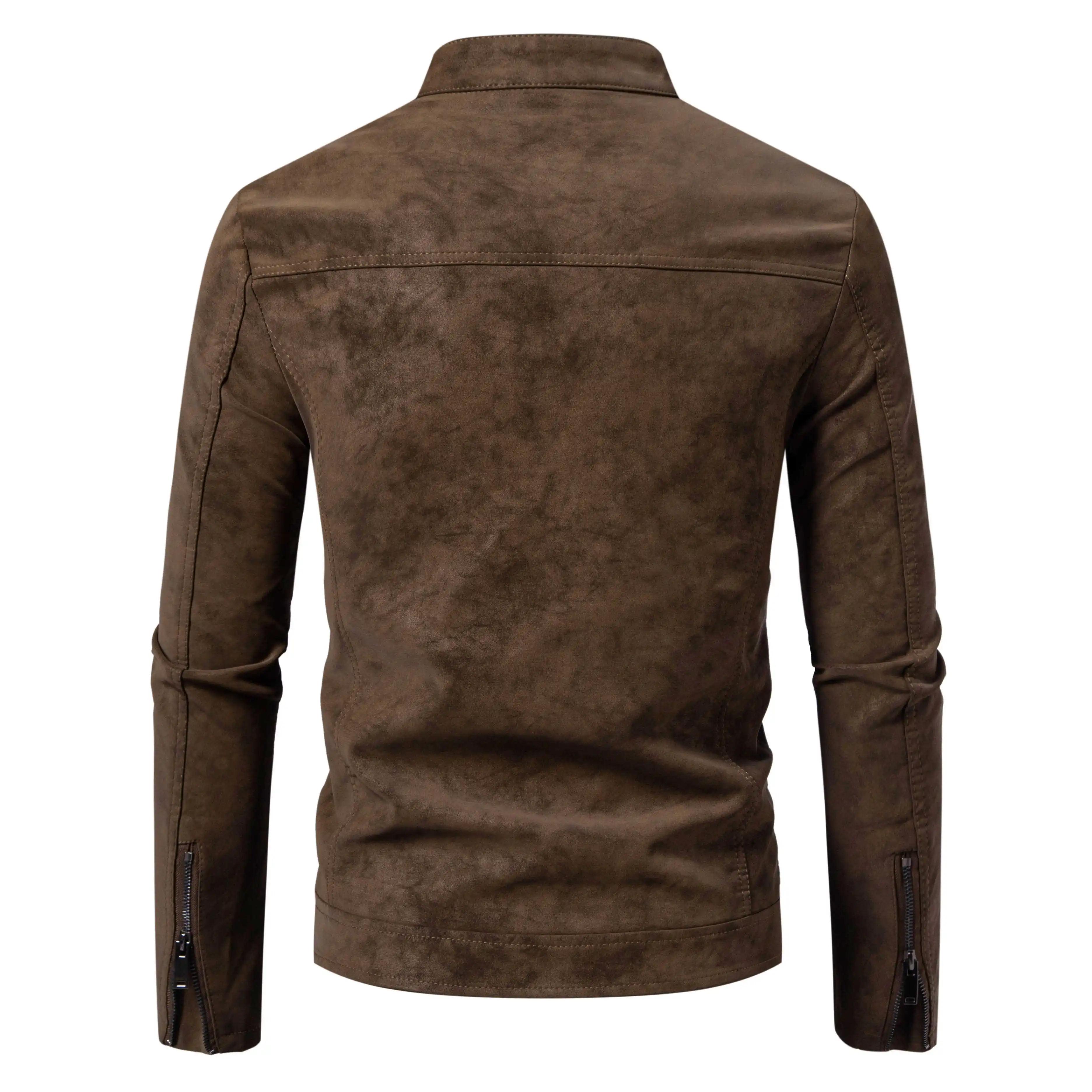 Blouson moto vintage slim fit pour homme, décontracté, à manches longues, coupe ajustée, pour l'auto