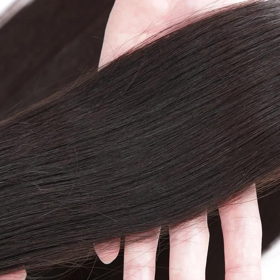 Bundles de tissage de cheveux humains brésiliens noirs naturels, extensions de cheveux raides, doubl