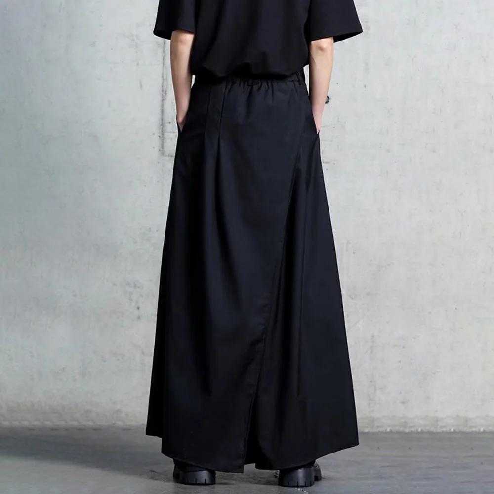 Jupe-pantalon pour hommes, Style gothique foncé japonais, culotte Double couche, personnalité de la 