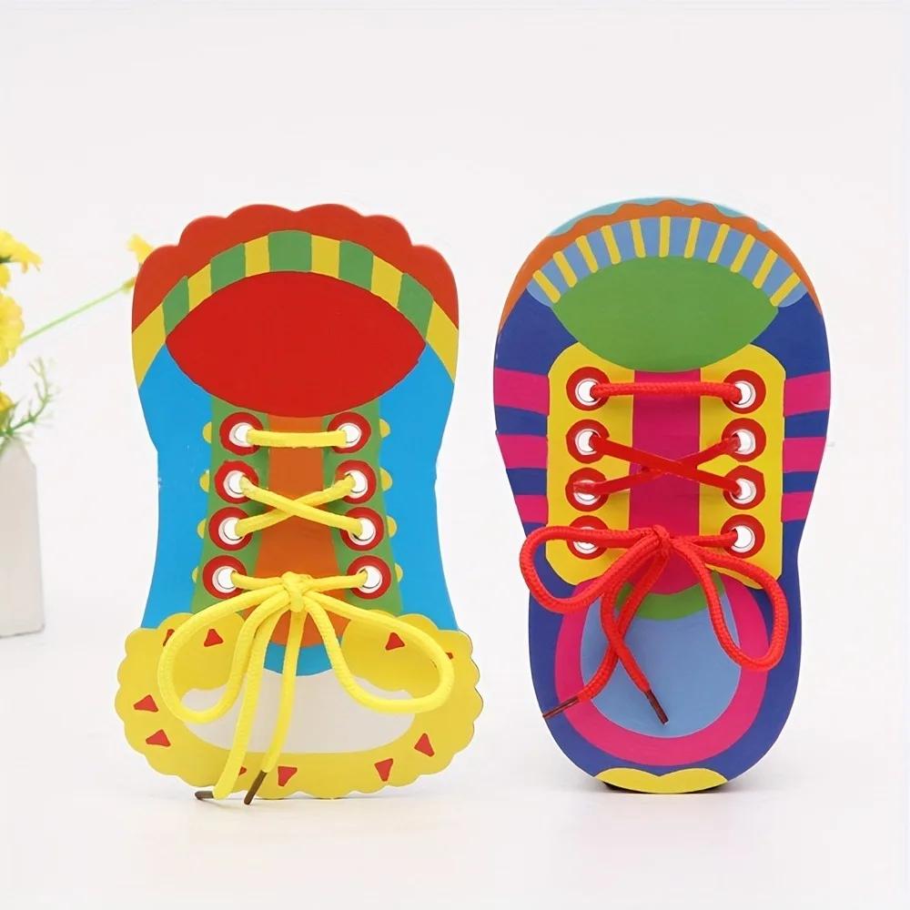 Lacets à enfiler, jouets d'enseignement, apprendre à nouer les lacets, jouet pour enfants en bas âge